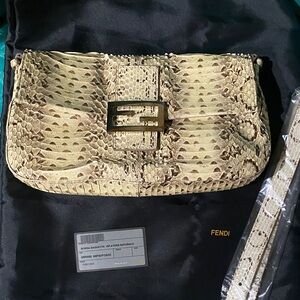 Vintage Fendi Gold Python Snakeskin Clutch
